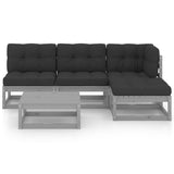 5 Piece Garden Lounge Set with Cushions Solid Pinewood - Side View