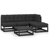 5 Piece Garden Lounge Set with Cushions Solid Wood Pine