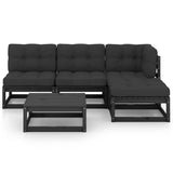 5 Piece Garden Lounge Set with Cushions Solid Wood Pine