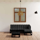 5 Piece Garden Lounge Set with Cushions Solid Wood Pine