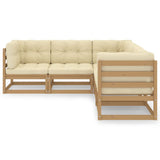 5 Piece Garden Lounge Set with Cushions Solid Pinewood - Side View