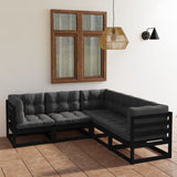 5 Piece Garden Lounge Set with Cushions Solid Wood Pine