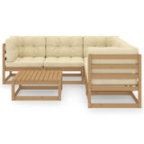 6 Piece Garden Lounge Set with Cushions Solid Pinewood - Side View