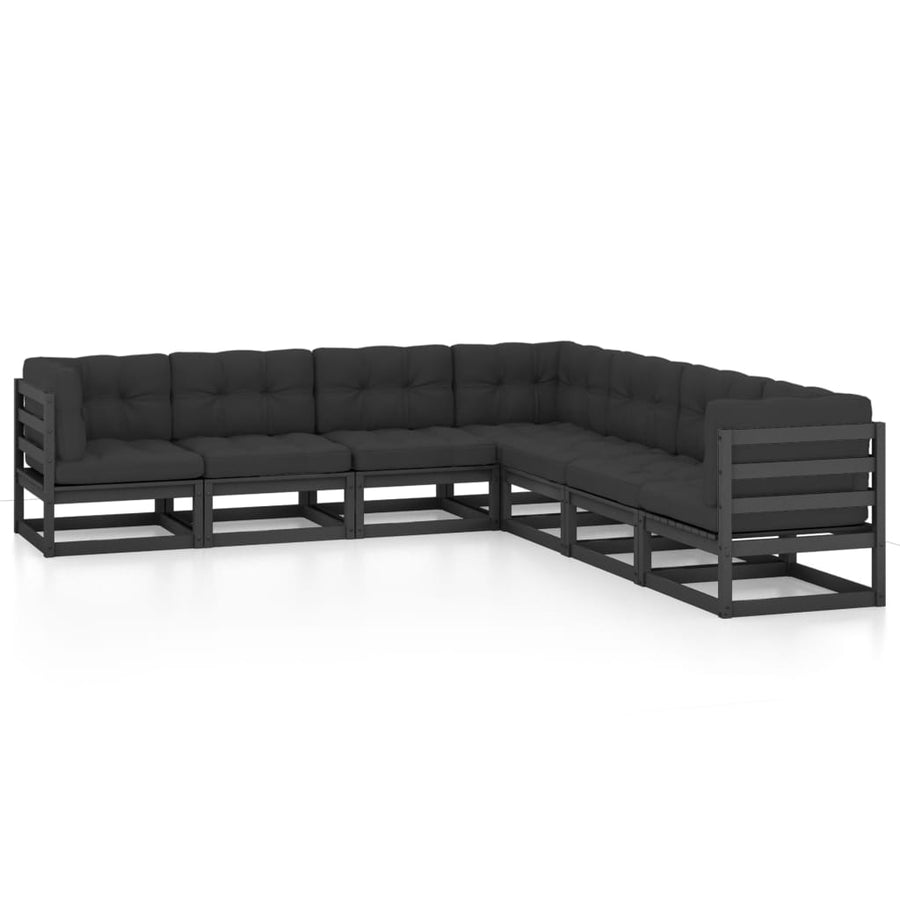 7 Piece Garden Lounge Set with Cushions Solid Wood Pine