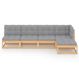 5 Piece Garden Lounge Set with Cushions Solid Pinewood - Side View