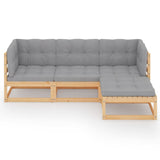 4 Piece Garden Lounge Set with Cushions Solid Pinewood - Side View