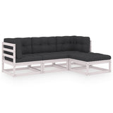 4 Piece Garden Lounge Set with Cushions Solid Pinewood - Front View