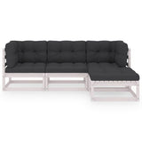 4 Piece Garden Lounge Set with Cushions Solid Pinewood - Side View