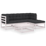 5 Piece Garden Lounge Set with Cushions Solid Wood Pine
