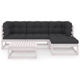 5 Piece Garden Lounge Set with Cushions Solid Pinewood - Side View