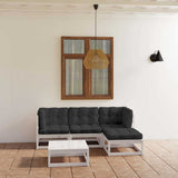 5 Piece Garden Lounge Set with Cushions Solid Wood Pine