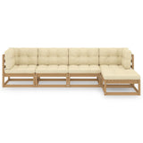 5 Piece Garden Lounge Set with Cushions Solid Pinewood - Side View
