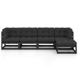 5 Piece Garden Lounge Set with Cushions Solid Pinewood