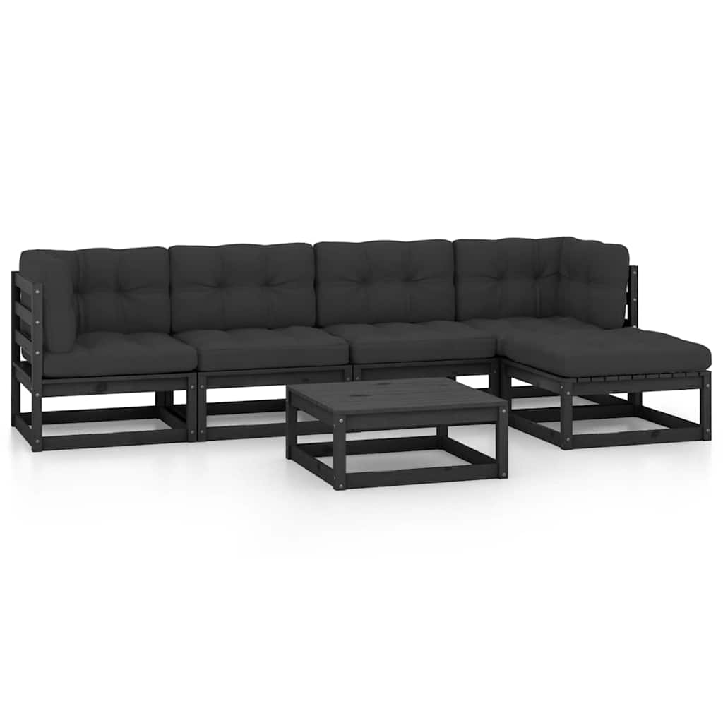 6 Piece Garden Lounge Set with Cushions Solid Wood Pine