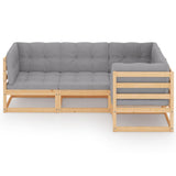 4 Piece Garden Lounge Set with Cushions Solid Pinewood - Side View