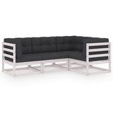 4 Piece Garden Lounge Set with Cushions Solid Pinewood - Front View