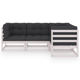 4 Piece Garden Lounge Set with Cushions Solid Pinewood - Side View