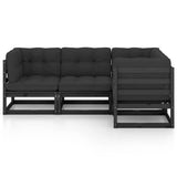 4 Piece Garden Lounge Set with Cushions Solid Wood Pine