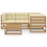 5 Piece Garden Lounge Set with Cushions Solid Pinewood - Side View