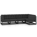 5 Piece Garden Lounge Set with Cushions Solid Wood Pine