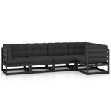 5 Piece Garden Lounge Set with Cushions Solid Pinewood - Front View