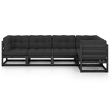 5 Piece Garden Lounge Set with Cushions Solid Wood Pine