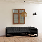 5 Piece Garden Lounge Set with Cushions Solid Wood Pine