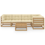 6 Piece Garden Lounge Set with Cushions Solid Pinewood - Side View