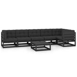 7 Piece Garden Lounge Set with Cushions Solid Wood Pine - Front View