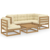 6 Piece Garden Lounge Set with Cushions Solid Pinewood - Front View
