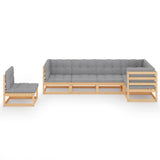 6 Piece Garden Lounge Set with Cushions Solid Pinewood - Side View
