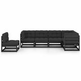 6 Piece Garden Lounge Set with Cushions Solid Wood Pine - Side View