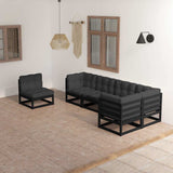 6 Piece Garden Lounge Set with Cushions Solid Wood Pine