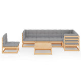 7 Piece Garden Lounge Set with Cushions Solid Pinewood - Side View