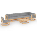 8 Piece Garden Lounge Set with Cushions Solid Pinewood - Front View