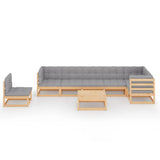8 Piece Garden Lounge Set with Cushions Solid Pinewood - Side View