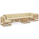 8 Piece Garden Lounge Set with Cushions Solid Pinewood - Front View