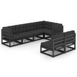 7 Piece Garden Lounge Set with Cushions Solid Pinewood - Front View