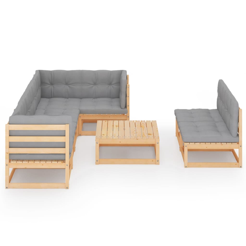 8 Piece Garden Lounge Set with Cushions Solid Pinewood