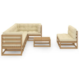 9 Piece Garden Lounge Set with Cushions Solid Pinewood - Side View