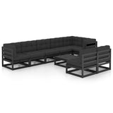 9 Piece Garden Lounge Set with Cushions Solid Pinewood