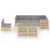 8 Piece Garden Lounge Set with Cushions Solid Pinewood - Side View