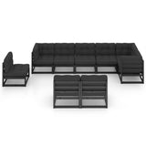 9 Piece Garden Lounge Set with Cushions Solid Pinewood - Side View