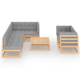 8 Piece Garden Lounge Set with Cushions Solid Pinewood - Side View