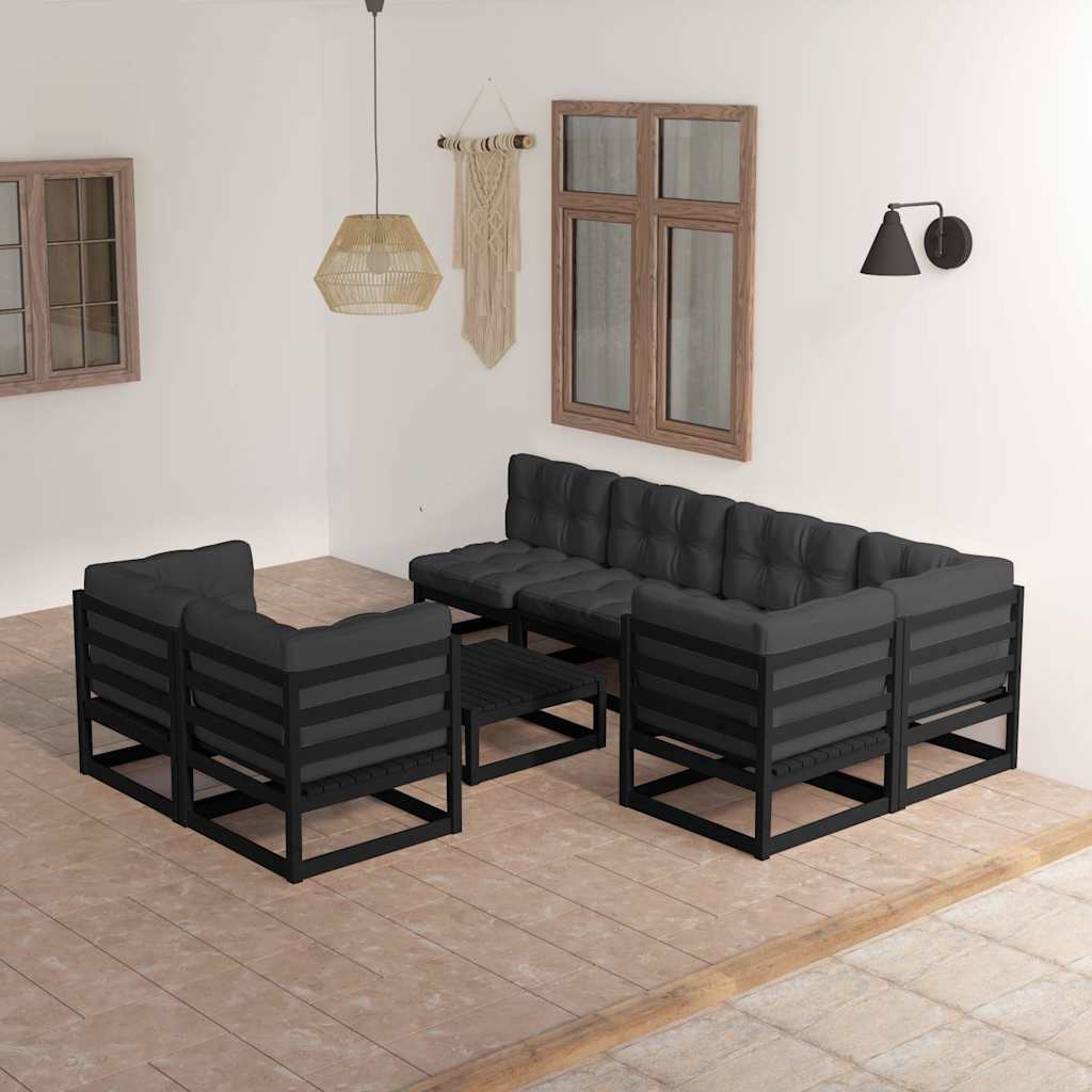 8 Piece Garden Lounge Set with Cushions Solid Pinewood