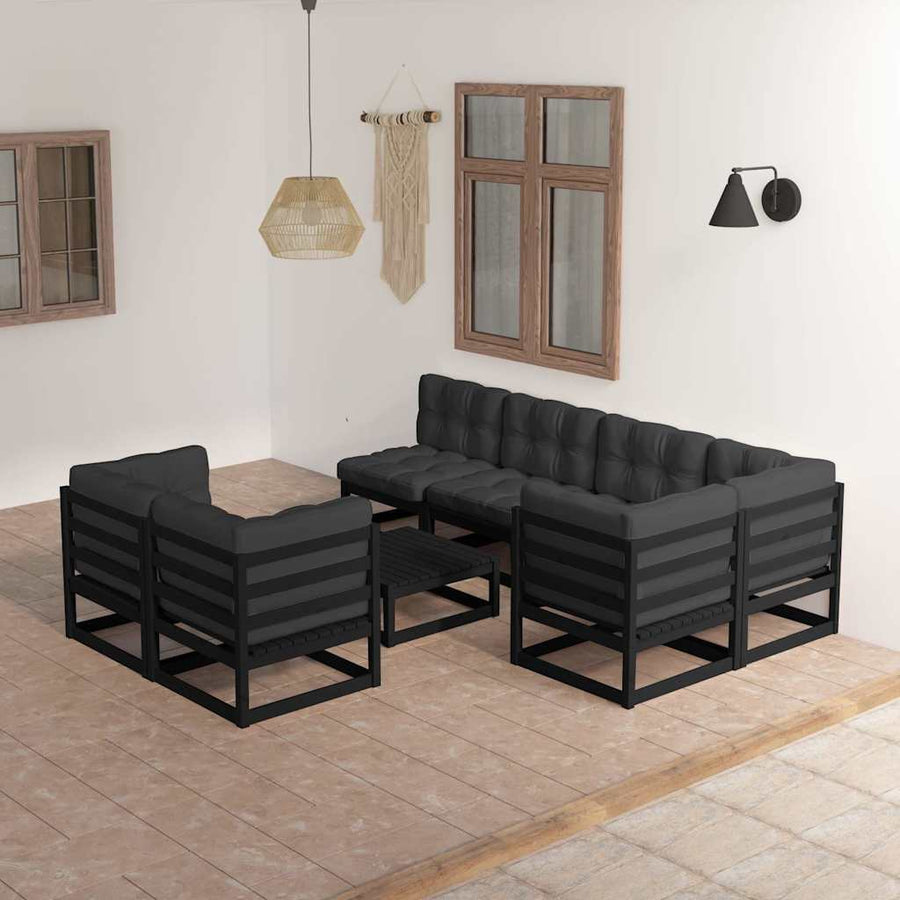 8 Piece Garden Lounge Set with Cushions Solid Pinewood