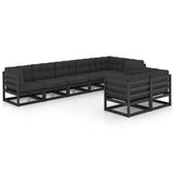 8 Piece Garden Lounge Set with Cushions Solid Pinewood - Front View