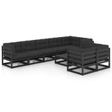9 Piece Garden Lounge Set with Cushions Solid Pinewood