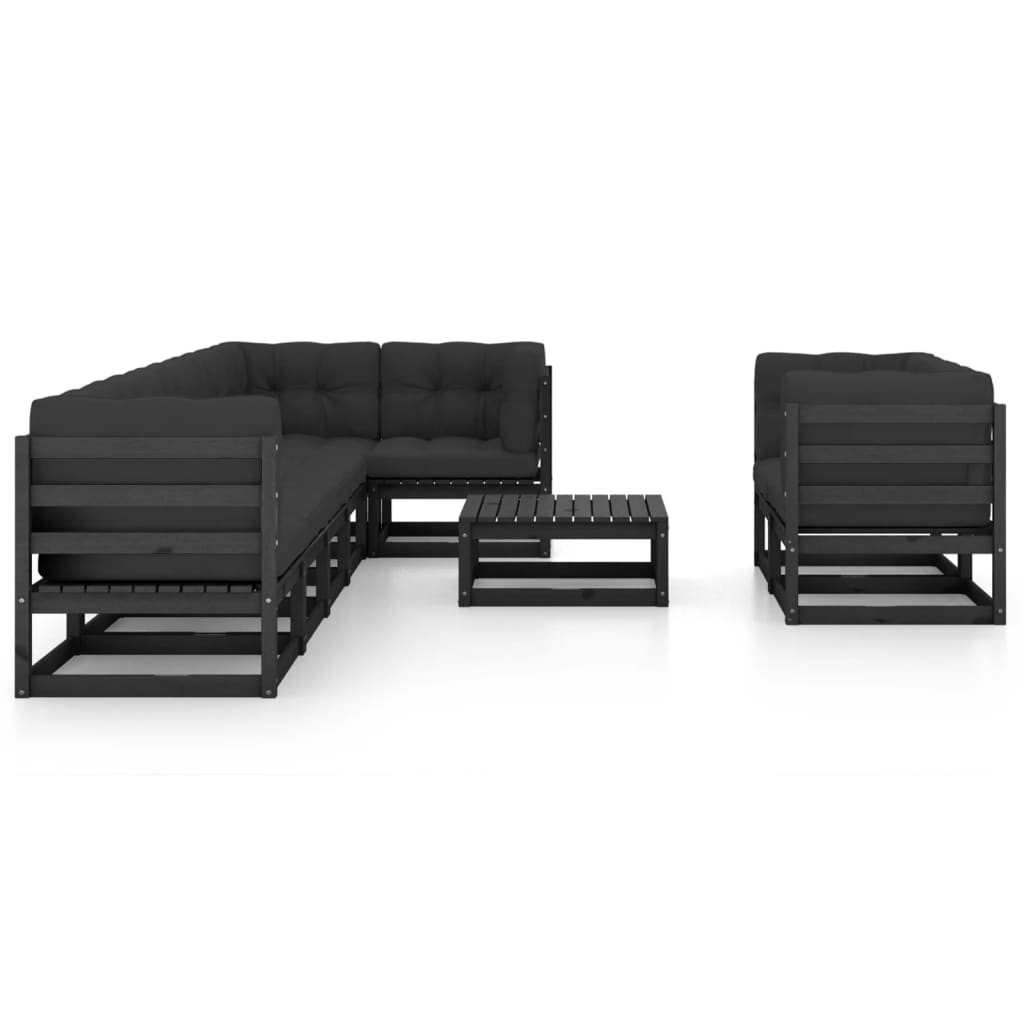 9 Piece Garden Lounge Set with Cushions Solid Pinewood