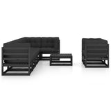 9 Piece Garden Lounge Set with Cushions Solid Pinewood - Side View